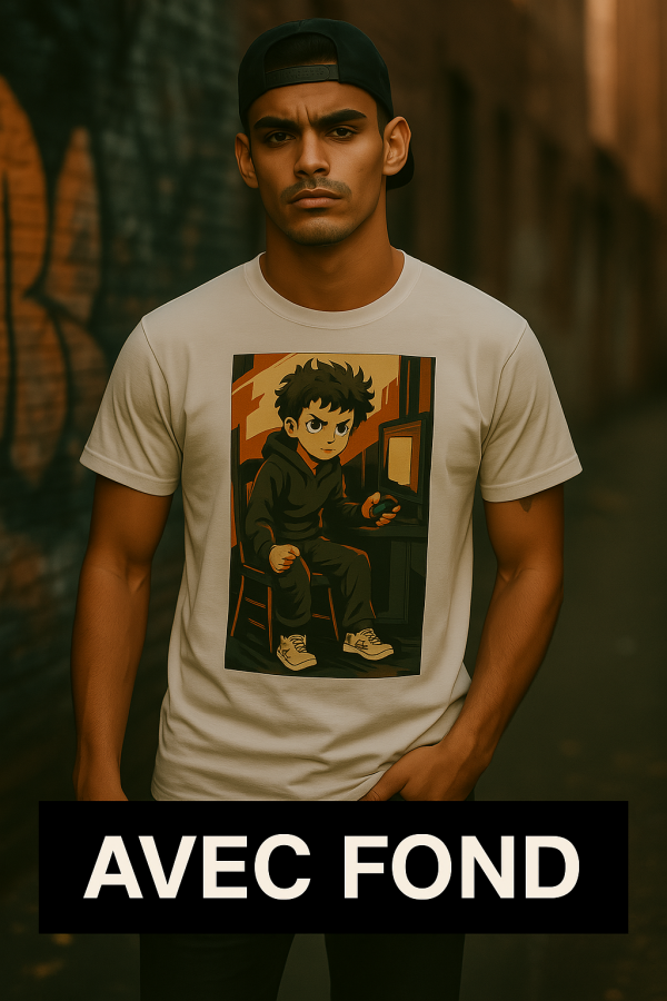 T-shirt personnalisé UN1K blanc avec design manga