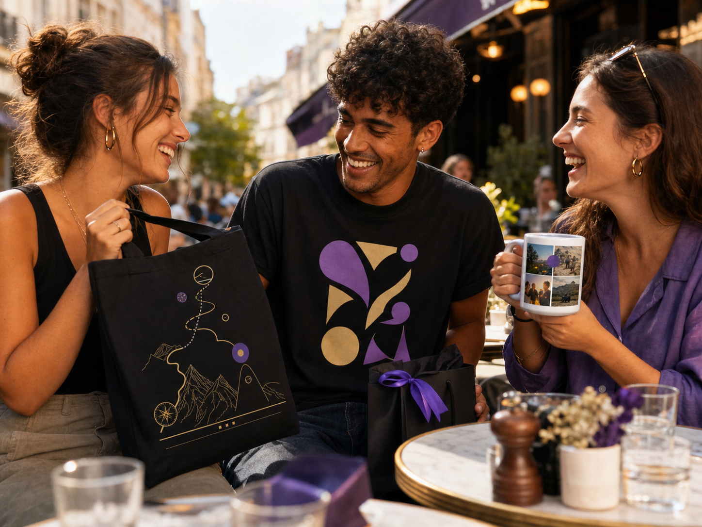 Des amis avec des créations personnalisées inspirées de leurs souvenirs